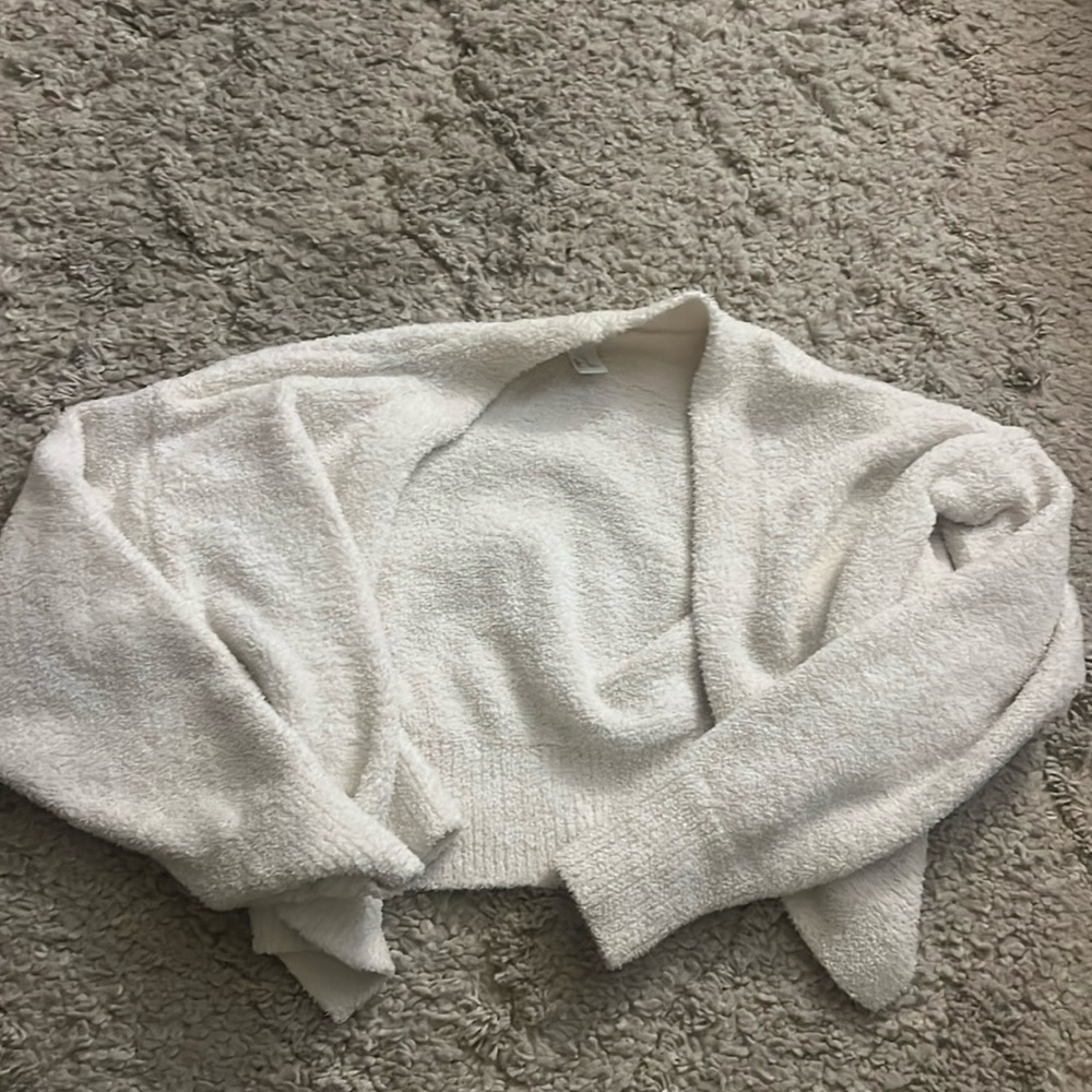 Fuzzy cropped cardigan - ivory / cream